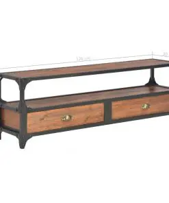 vidaXL TV Cabinet with 2 Drawers 120x30x40 cm Solid Pine Wood