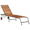 vidaXL Sun Lounger with Steel Legs Solid Acacia Wood