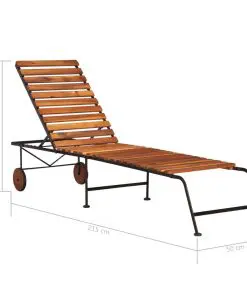 vidaXL Sun Lounger with Steel Legs Solid Acacia Wood