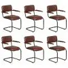 vidaXL Dining Chairs 6 pcs with Armrests Brown Real Leather vidaXL Dining Chairs 6 pcs with Armrests Brown Real Leather
