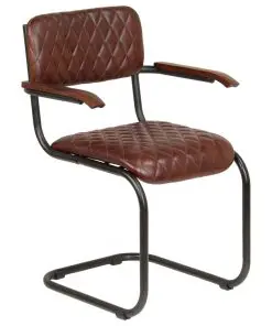 vidaXL Dining Chairs 6 pcs with Armrests Brown Real Leather