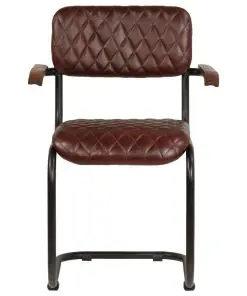 vidaXL Dining Chairs 6 pcs with Armrests Brown Real Leather