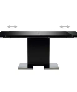 vidaXL Extendable Dining Table High Gloss Black 180x90x76 cm MDF