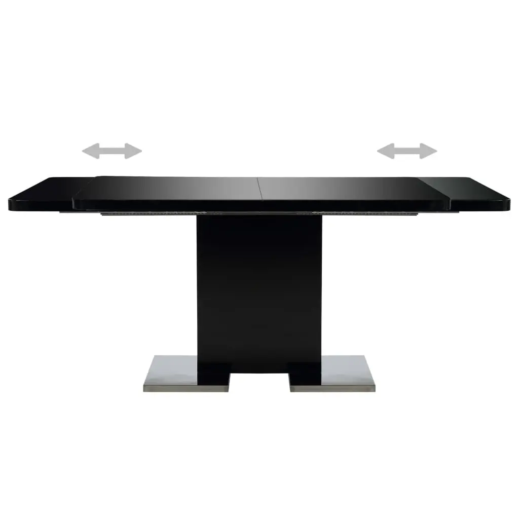 vidaXL Extendable Dining Table High Gloss Black 180x90x76 cm MDF