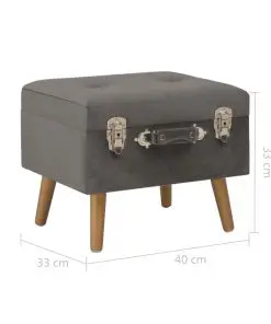 vidaXL Storage Stool 40 cm Grey Velvet