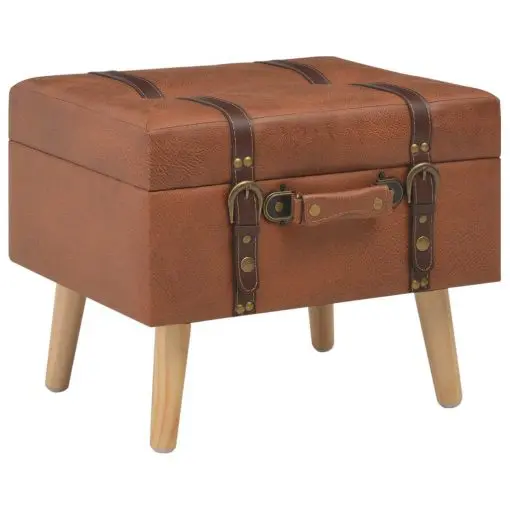 vidaXL Storage Stool 40 cm Tan Faux Leather