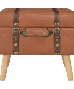 vidaXL Storage Stool 40 cm Tan Faux Leather