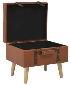 vidaXL Storage Stool 40 cm Tan Faux Leather