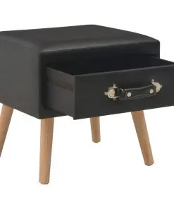 vidaXL Bedside Cabinet Black 40x35x40 cm Faux Leather