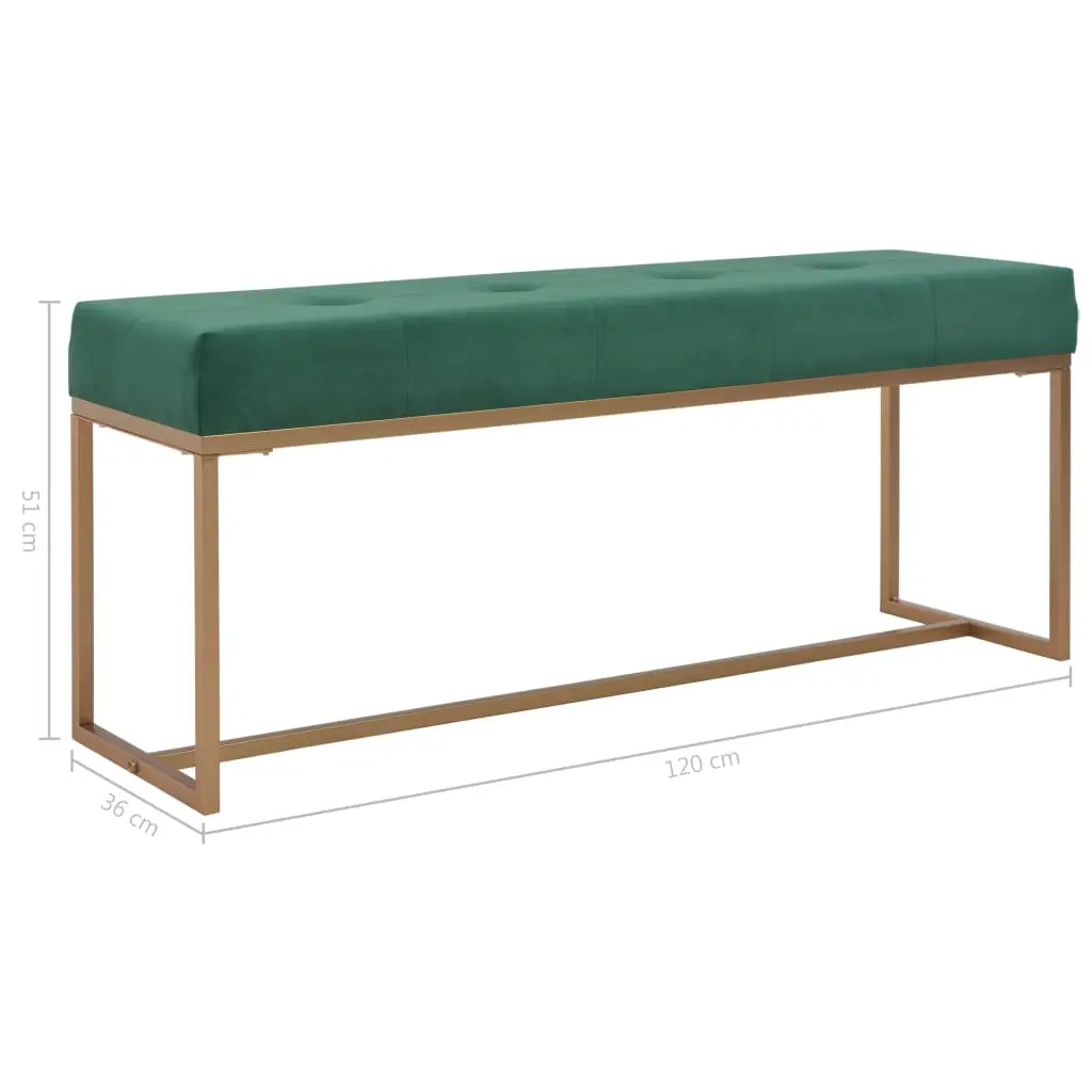 vidaXL Bench 120 cm Green Velvet