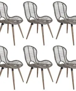 vidaXL Dining Chairs 6 pcs Brown Natural Rattan