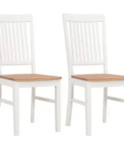 vidaXL Dining Chairs 2 pcs White Solid Oak Wood