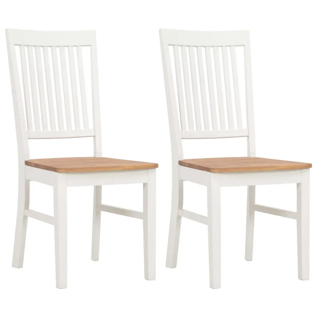 vidaXL Dining Chairs 2 pcs White Solid Oak Wood