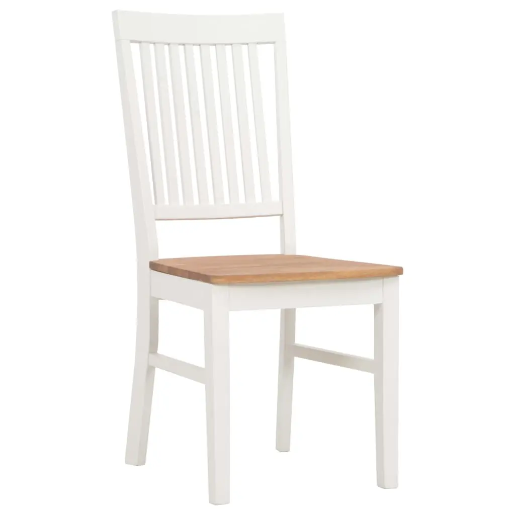 vidaXL Dining Chairs 2 pcs White Solid Oak Wood