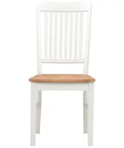 vidaXL Dining Chairs 2 pcs White Solid Oak Wood