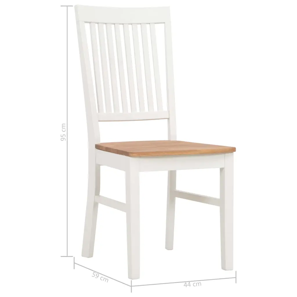 vidaXL Dining Chairs 2 pcs White Solid Oak Wood