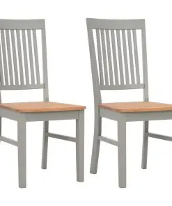 vidaXL Dining Chairs 2 pcs Grey Solid Oak Wood
