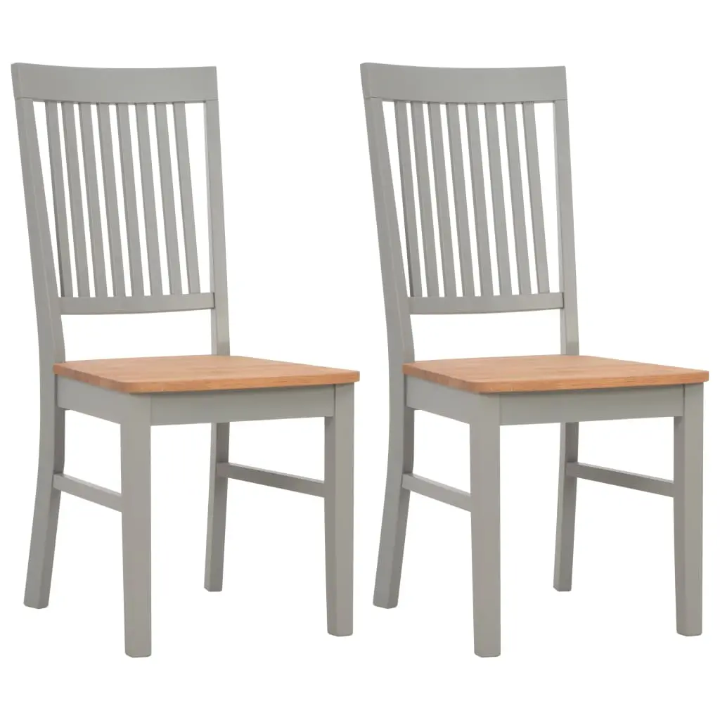 vidaXL Dining Chairs 2 pcs Grey Solid Oak Wood