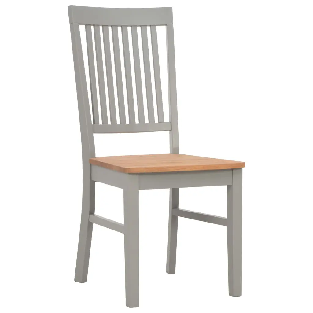 vidaXL Dining Chairs 2 pcs Grey Solid Oak Wood
