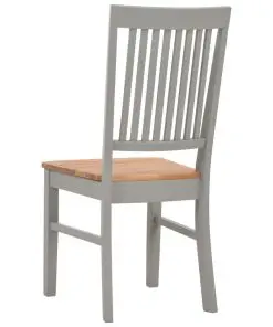 vidaXL Dining Chairs 2 pcs Grey Solid Oak Wood