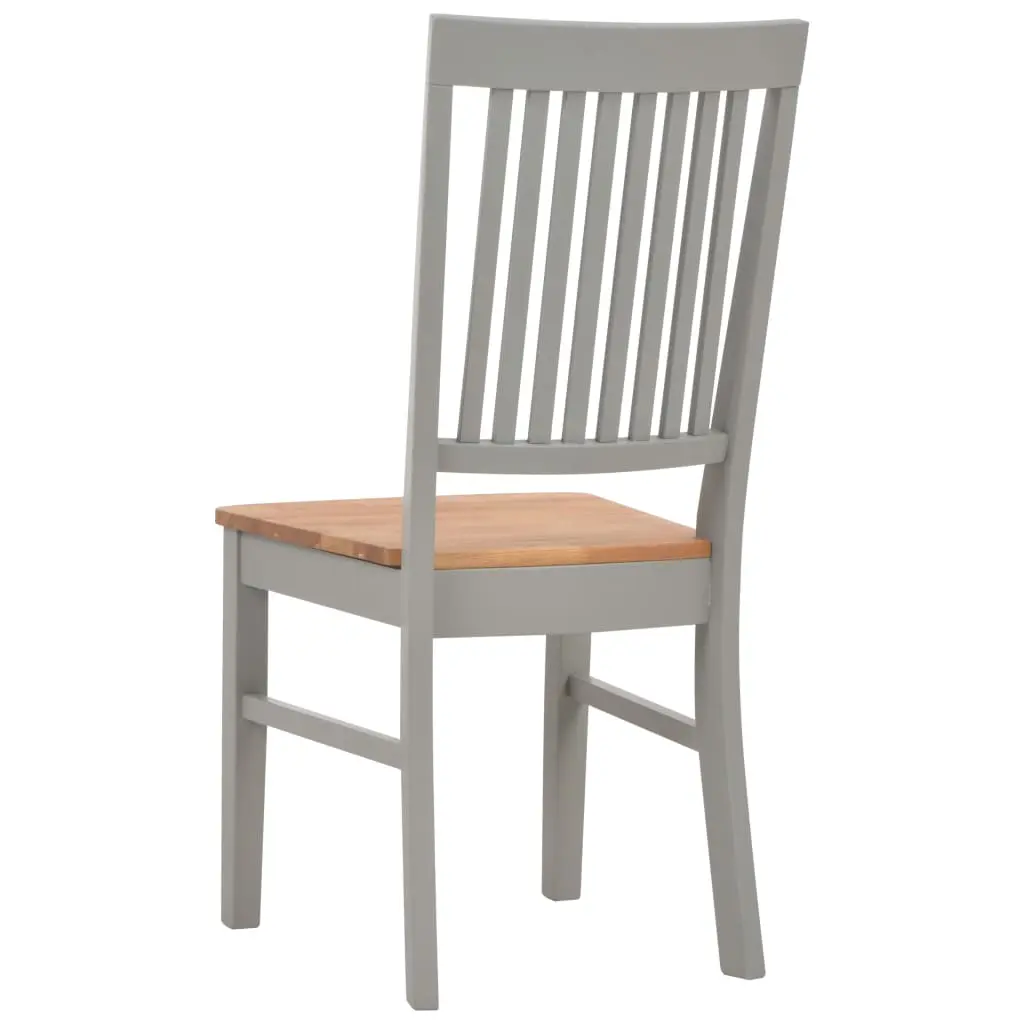 vidaXL Dining Chairs 2 pcs Grey Solid Oak Wood