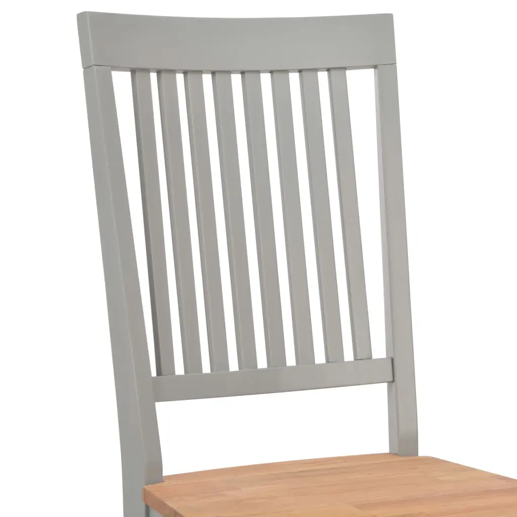 vidaXL Dining Chairs 2 pcs Grey Solid Oak Wood