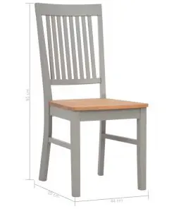 vidaXL Dining Chairs 2 pcs Grey Solid Oak Wood