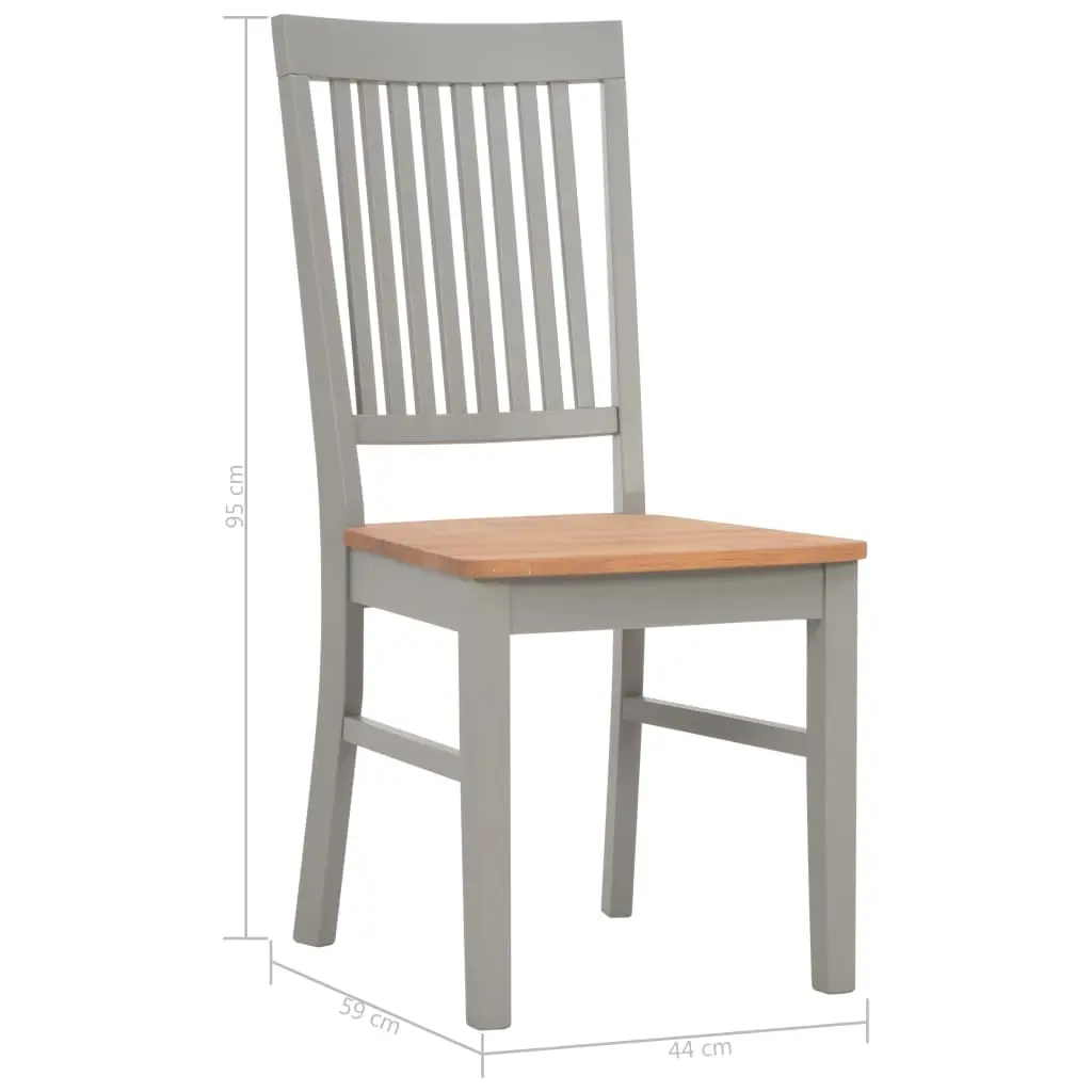vidaXL Dining Chairs 2 pcs Grey Solid Oak Wood