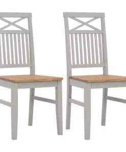 vidaXL Dining Chairs 2 pcs Grey Solid Oak Wood