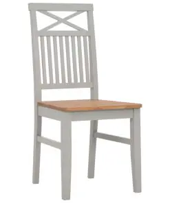 vidaXL Dining Chairs 2 pcs Grey Solid Oak Wood