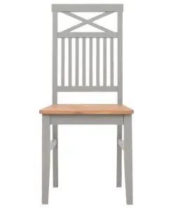 vidaXL Dining Chairs 2 pcs Grey Solid Oak Wood