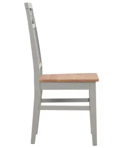 vidaXL Dining Chairs 2 pcs Grey Solid Oak Wood