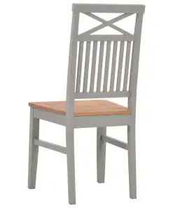 vidaXL Dining Chairs 2 pcs Grey Solid Oak Wood