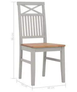 vidaXL Dining Chairs 2 pcs Grey Solid Oak Wood