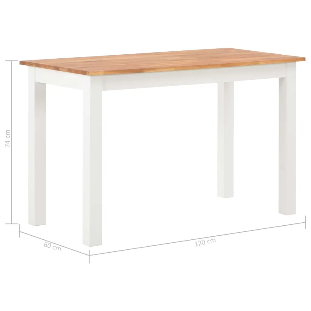 vidaXL Dining Table 120x60x74 cm Solid Oak Wood