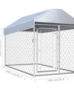 vidaXL Outdoor Dog Kennel with Roof 200x100x125 cm