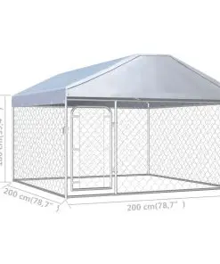 vidaXL Outdoor Dog Kennel with Roof 200x200x135 cm