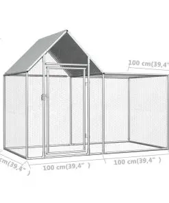 vidaXL Chicken Coop 2x1x1.5 m Galvanised Steel