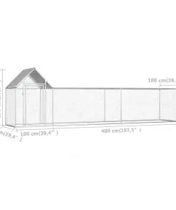 vidaXL Chicken Coop 5x1x1.5 m Galvanised Steel