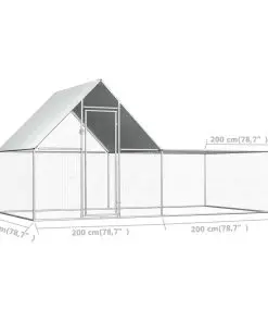 vidaXL Chicken Coop 4x2x2 m Galvanised Steel