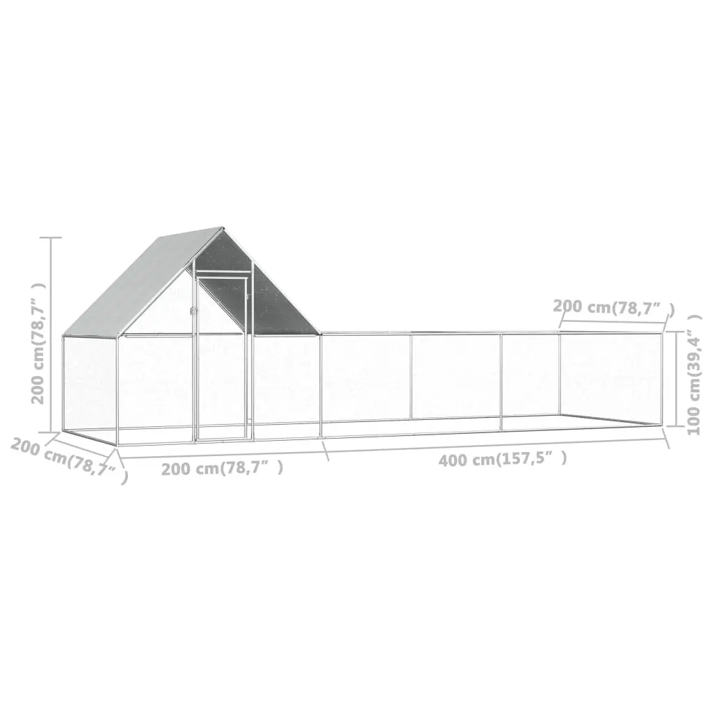 vidaXL Chicken Coop 6x2x2 m Galvanised Steel