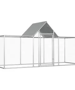 vidaXL Chicken Coop 3x1x1.5 m Galvanised Steel