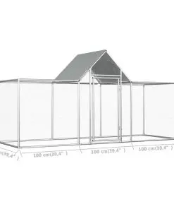 vidaXL Chicken Coop 3x1x1.5 m Galvanised Steel