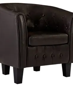 vidaXL Tub Chair Brown Faux Leather