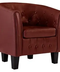 vidaXL Tub Chair Wine Red Faux Leather