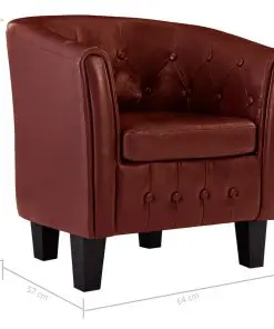 vidaXL Tub Chair Wine Red Faux Leather