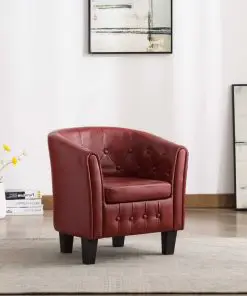 vidaXL Tub Chair Wine Red Faux Leather