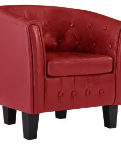 vidaXL Tub Chair Red Faux Leather