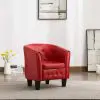 vidaXL Tub Chair Red Faux Leather vidaXL Tub Chair Red Faux Leather