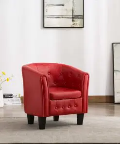 vidaXL Tub Chair Red Faux Leather vidaXL Tub Chair Red Faux Leather